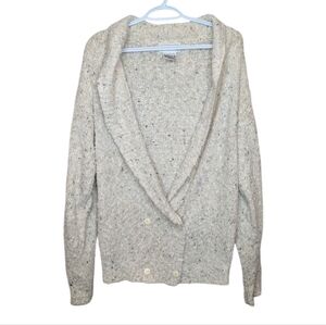 Vintage J.S. Fashion Cream White Double Button Knit Cozy Cardigan Women Small